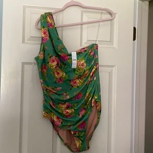 Jcrew gorgeous floral one shoulder swimsuit